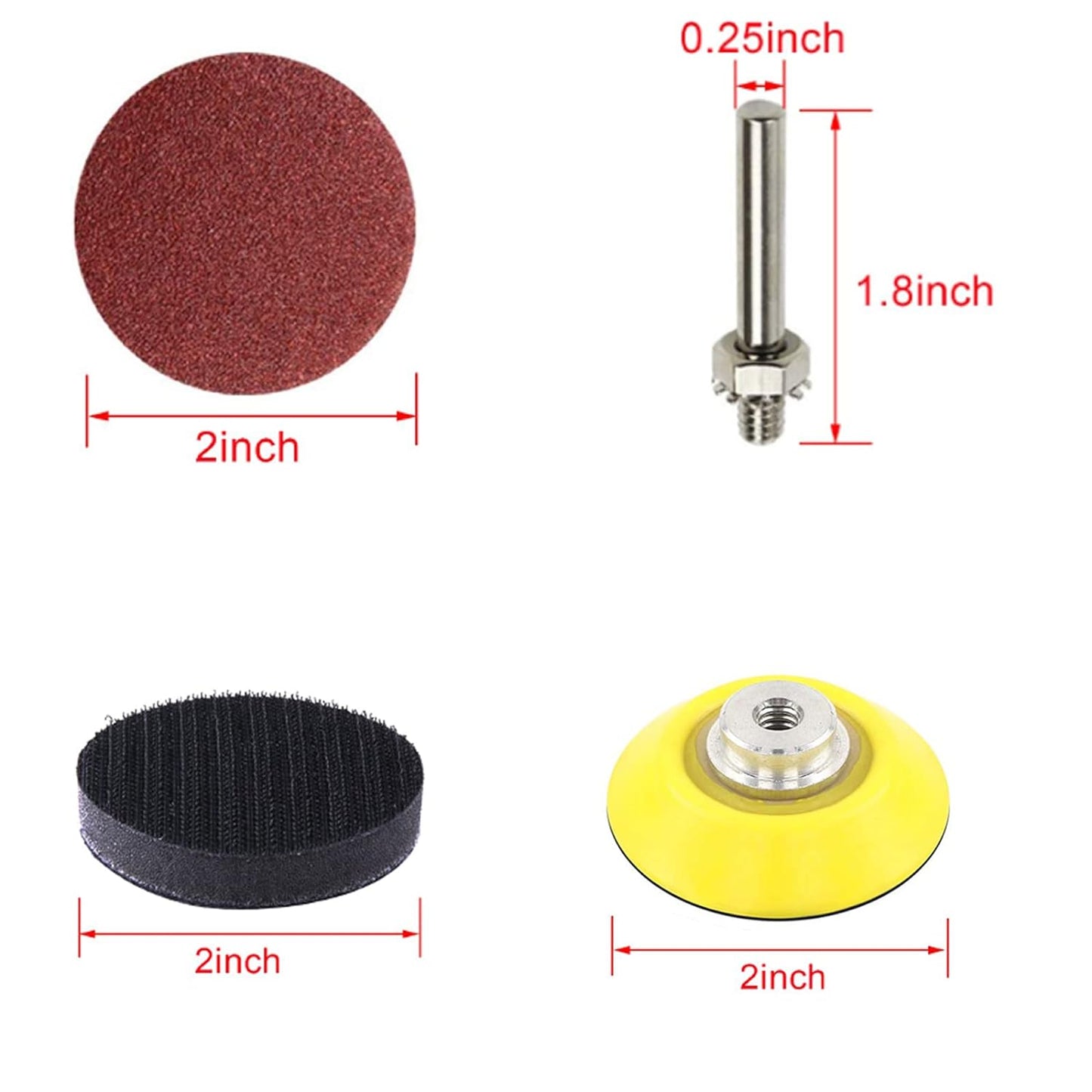 STEBRUAM 140 Stück Schleifpapier Klett 50mm 2 Zoll Körnung 60 80 100 120 180 240 320 400 600 800 1000 1200 2000 3000 mit 1 Stück Schleifscheiben Pad Kit Polierpad Adapter