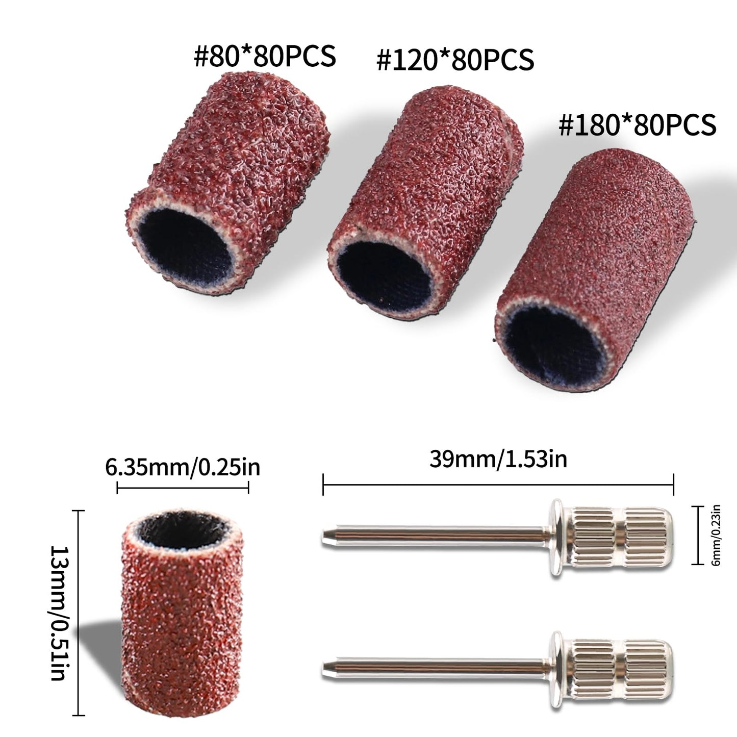 STEBRUAM 242 Stück Schleifhülsen Satz Mit Frei Box 80/120/180 Körnung Schleiftrommel Einschließlich 240 Stück Schleifband Sleeves+2 Stück Schleifwalze für Dremel Drehwerkzeug
